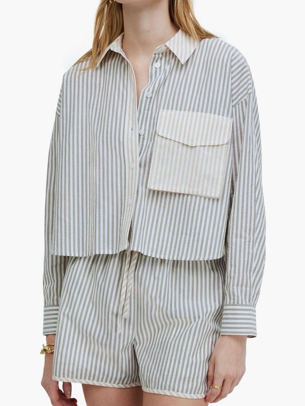 Madewell Flap-Pocket Crop Button-Up Shirt in Poplin
